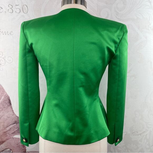 Leslie Fay Collections II Vintage Green Black Jacket Gold and Black Button Retro - Picture 6 of 12